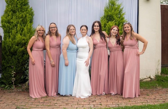pink lemonade bridesmaid dresses LIGHT DUSTY Multiway Dress: Handmade SIZE=11 Gothic Black and Gold your height:5 Feet 3
