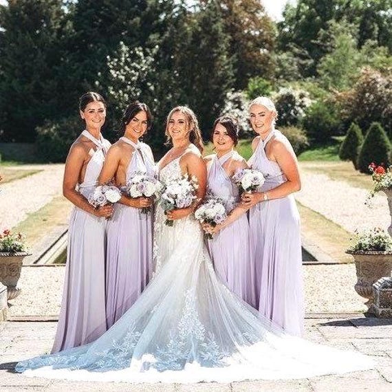 PAVERJER Abito Lungo Da Damigella In Raso Con Spalle Scoperte E Spacco – Blu Reale, Taglie Forti Disponibili – Per Matrimoni E Serate Eleganti - 2