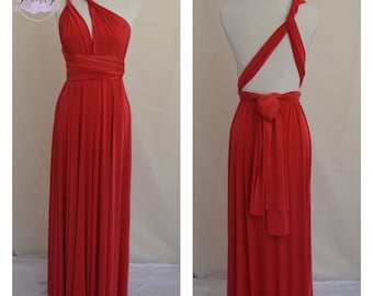 BRIGHT RED Bridesmaid dress Infinity dress Twist wrap dress Prom dress Evening gown Convertible dress Multi-way dress maxi dress Red dress