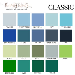 Dress Fabric Colour Swatches: Multiway dress, Classic, Velvet, Luxe, Satin, Tulle