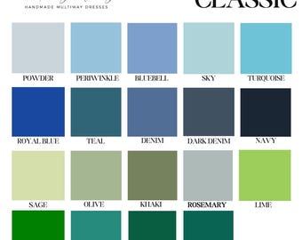 Dress Fabric Colour Swatches: Multiway dress, Classic, Velvet, Luxe, Satin, Tulle