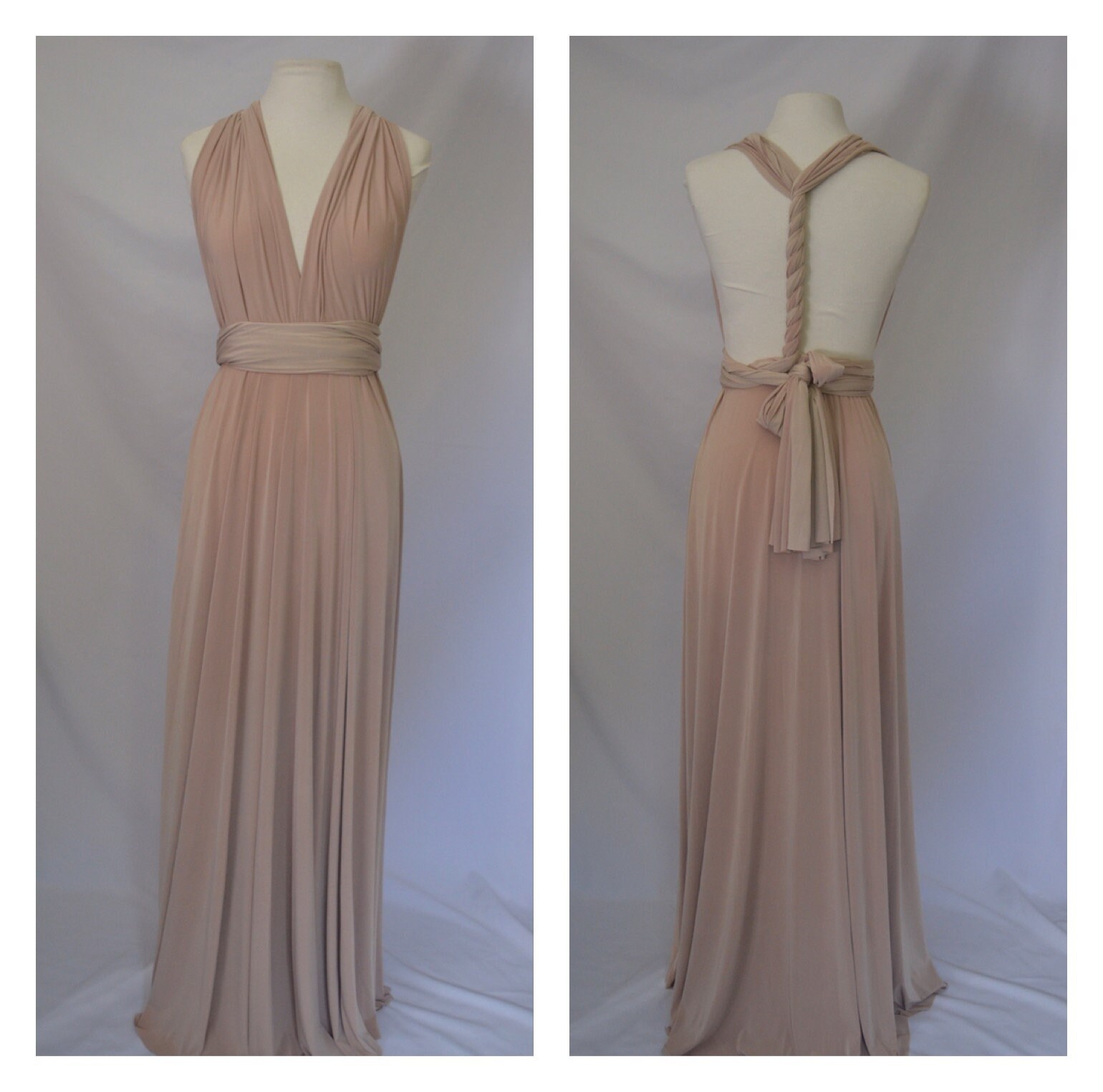 Light Stone Bridesmaid Dress Infinity Dress Twist Wrap Dress - Etsy UK