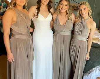 Fawn Multiway dress for Bridesmaids | Handmade taupe infinity dress