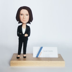 Business card holder with personalized bobblehead lawyer, Corporate attorney birthday gift, Best boss bobble head, Realtor new job desk image 7