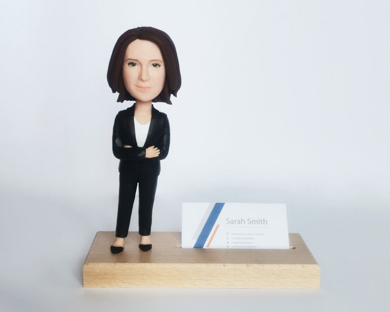 Business card holder with personalized bobblehead lawyer, Corporate attorney birthday gift, Best boss bobble head, Realtor new job desk image 7