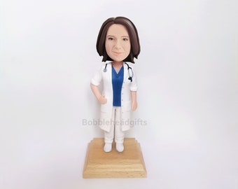 Custom doctor gift, Woman doctor bobble head, Medical graduation gift, Doctor retirement present, Handmade doctor statue