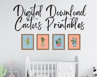 Cactus Succulent Nursery Print, Plant Wall Art, Office Wall Art - Printable Instant Digital Download - Baby Art Prints