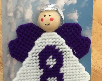 Purple Alzheimer’s Bulimia Crohn’s Homelessness March of Dimes Awareness Ribbon Angel Handcrafted Ornament