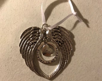 Silver Memorial Angel Wings Forever I My Heart