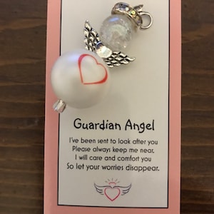 Red Heart Love Guardian Angel Charm