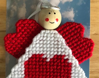 Red Heart Angel Handcrafted Ornament