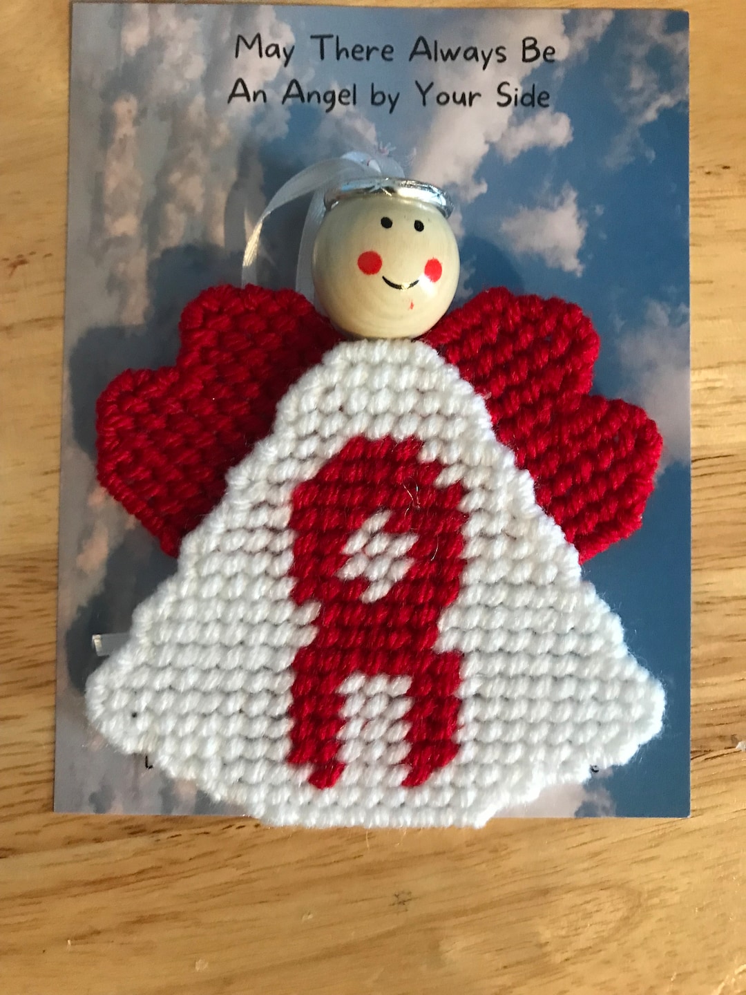 Handcrafted Red Ribbon Angel Ornament: Awareness Gift - Etsy