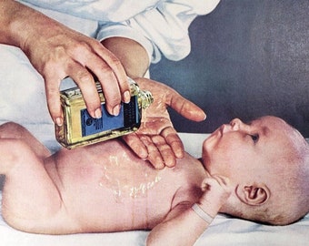 Mennen Antiseptic Baby Oil 1943 Vintage Print Ad Hospital Nurse Infant 10.5x13