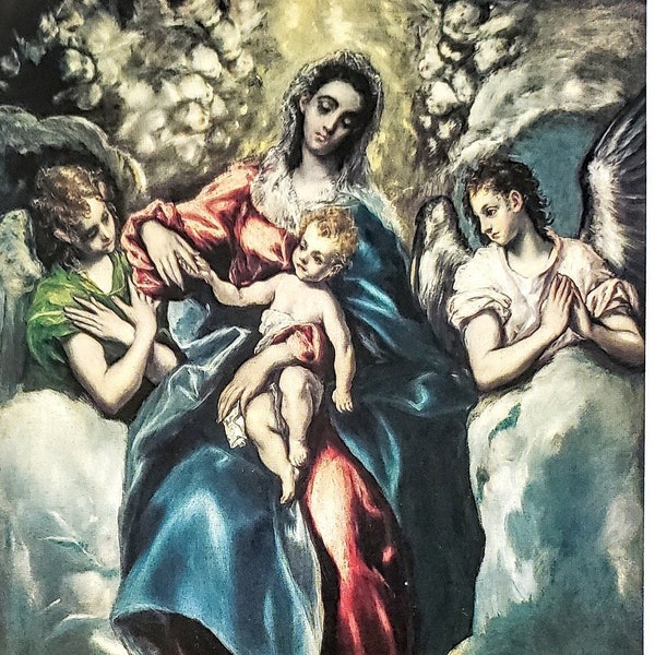 Madonna and Child with Saint Martina and Saint Agnes by El Greco Book Plate 16th Century 9.5 x 11.5 1975 Reproduction Art Print
