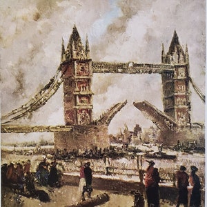 Ludolfs Liberts London Tower Bridge Book Plate Art Print Latvian Artist 1947 Europaische Symphonie 6.25&quot; x 8&quot;