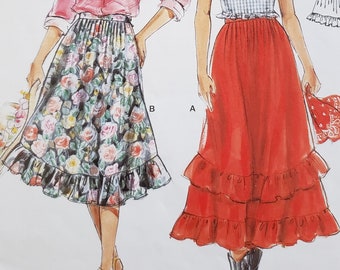 Ladies Ruffled Layered Skirt Burda 4246 Sewing Pattern Size 8 10 12 14 16 18 Two Styles 1990s UNCUT