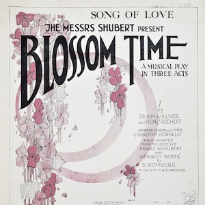 Song of Love 1921 Antique Sheet Music from Musical Play Blossom Time Shubert Willner Reichert Art Deco Design