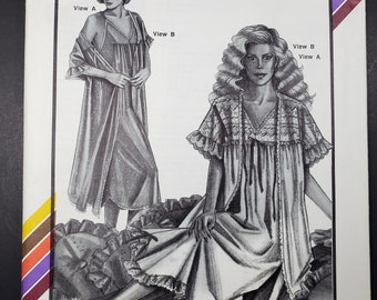 Lacy Gown and Robe Vintage Sewing Pattern MASTER 1987 Stretch & Sew 2095 Size Petite Sm Med Lg for Knit Fabrics by Ann Person Bust 30 to 42