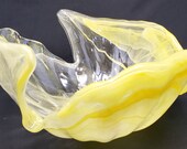 Yellow Swirl Lavorazione Blown Art Glass Bowl