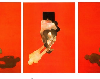 Francis Bacon Triptych 1983 Book Plate Print 1996 Reproduction 3 Part Artwork