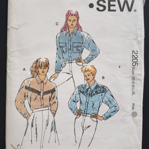 Misses Shirts Kwik Sew 2205 Sewing Pattern 1992 Size XS S M L XL UNCUT immagine 1