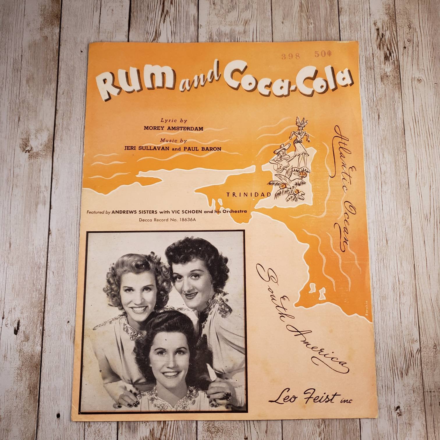 Robe Smigre krone Rum and Coca-cola Sheet Music Andrews Sisters With Vic - Etsy Canada
