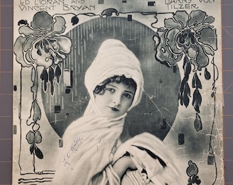 Quiero una muñeca 1918 Partituras antiguas Ed Moran Vincent Bryan Harry Von Tilzer Cubierta Art Nouveau
