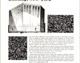 PRINT AD 1929 The Fifth Avenue Building Madison Square 6.75 x 10