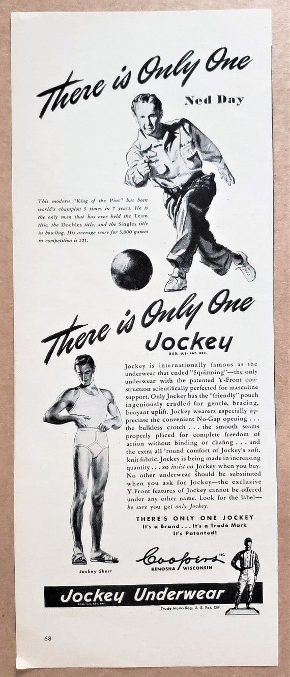 Jockey Underwear 1945 Original Vintage PRINT AD 5 X 13 Inches Post WWII Ned  Day Bowler King of the Pins Jockey Short Briefs -  Canada