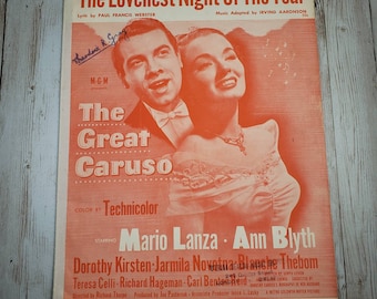 The Loveliest Night of the Year Ukulele and Piano Sheet Music | The Great Caruso Starring Mario Lanza and Ann Blyth 1951