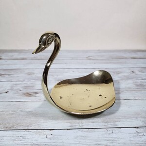 Brass Swan Vintage Metal Ring Dish Bird Candleholder 4 Inches Wide Boho Shelf and Table Decor Trinket Candy Nut Dish
