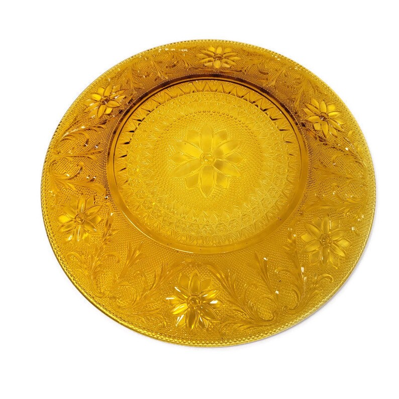 Single Sandwich Amber Glass Dinner Plate Indiana Glass Etsy
