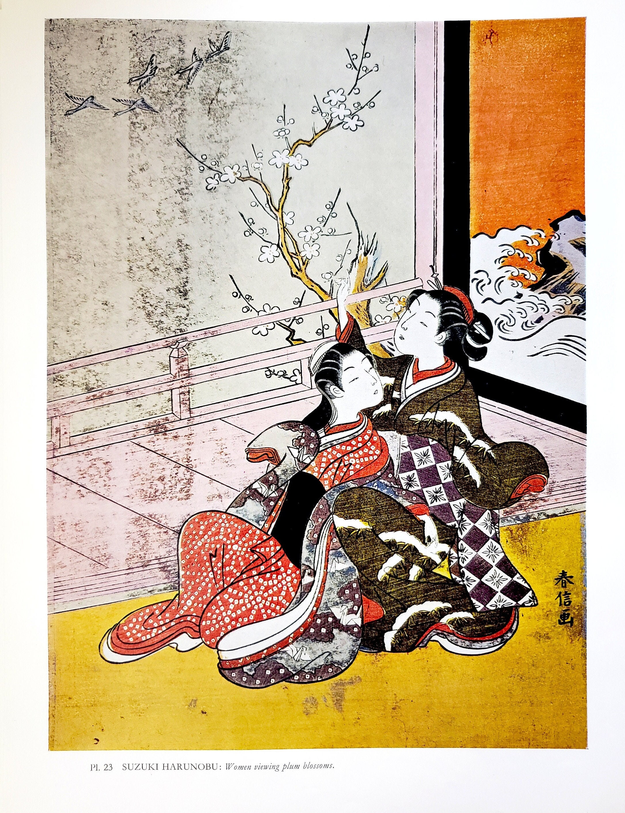 Suzuki Harunobu Women Viewing Plum Blossoms 1969 Book Plate