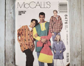 Tops and Backpack McCall’s Pattern 6476 | Misses’, Men’s, Teens’ Size XS, S, M 1993 | Vintage Hoodie Pattern | Comfy Fall Clothes