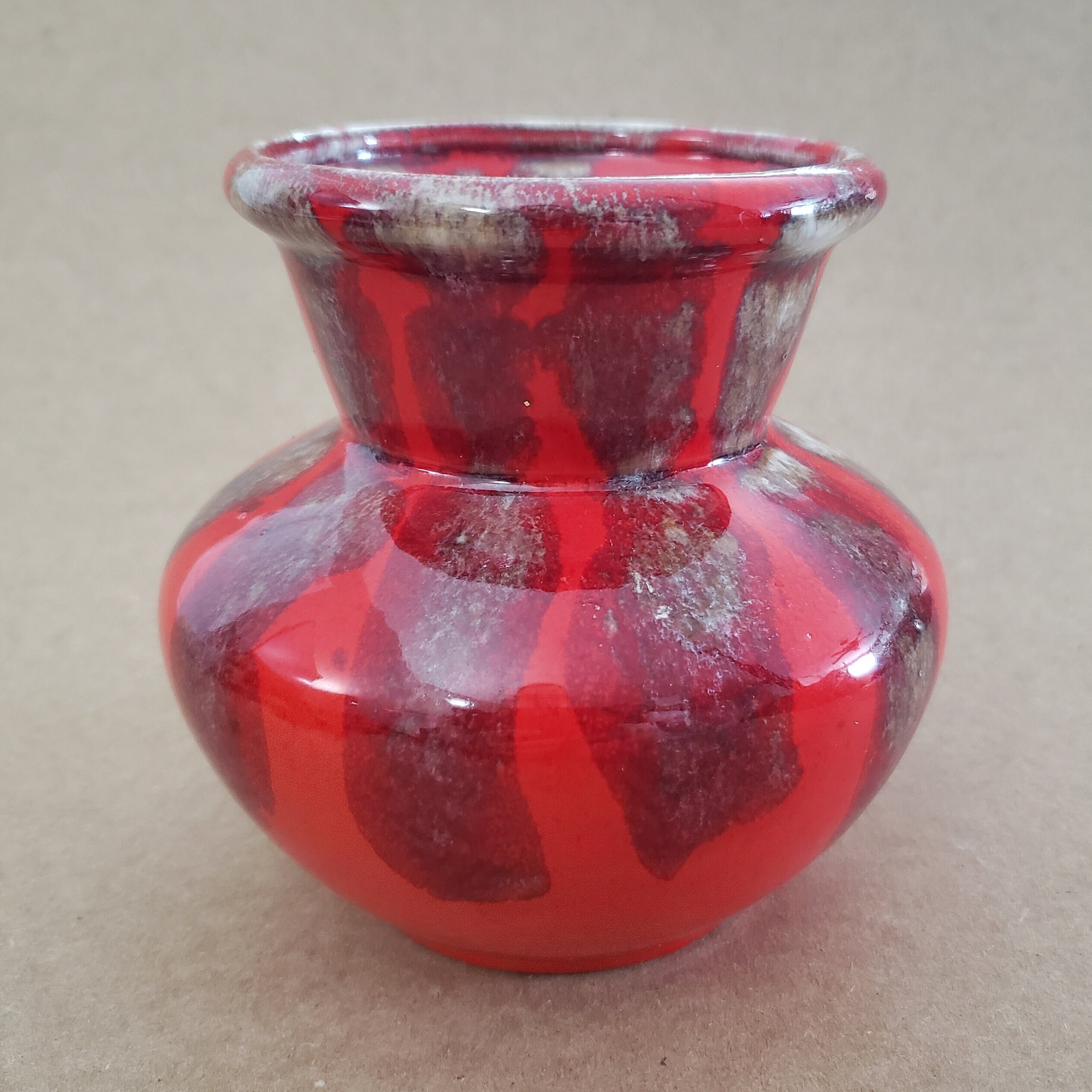 Elwill Pottery Vase Red and Brown Drip Glaze Vintage Canadian Studio ...
