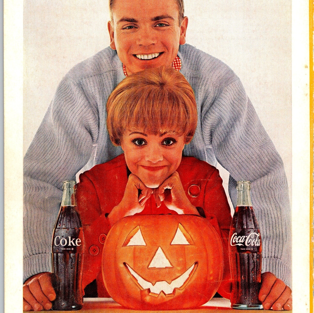 COCA COLA ヴィンテージラグ 1964 Coke VINTAGE PRINT AD That's Using Your Pumpkin Coca Cola