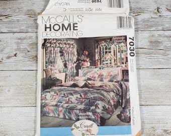 Window Treatments and Bedding Vintage Sewing Pattern 1994 McCalls Home Decorating 7030 Croscill Home Fashions Valance Comforter Cover