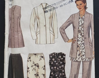 Misses Jacket Long Vest Skirt Pants New Look 6782 Sewing Pattern 1990s Size 8 to 18 UNCUT