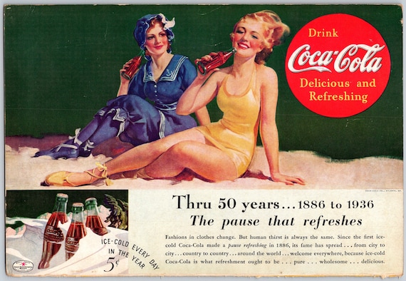 Original Vintage Cocacola Coke Poster Advertising Coca Cola