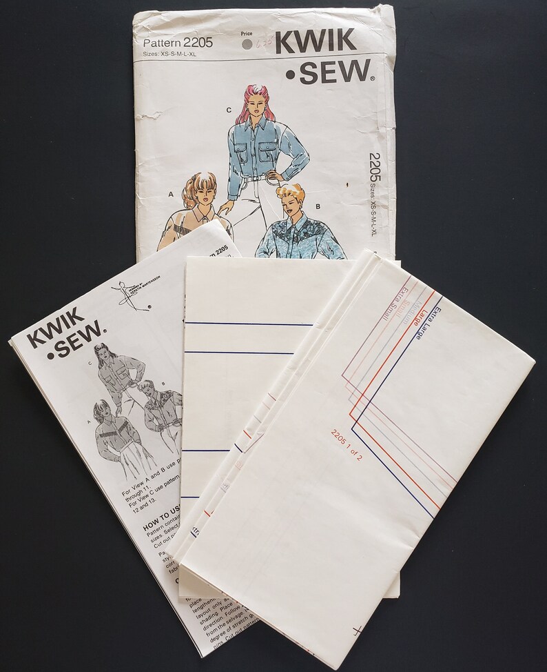 Misses Shirts Kwik Sew 2205 Sewing Pattern 1992 Size XS S M L XL UNCUT image 3