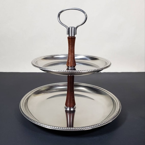 ALESSI ステンレス トレイ アレッシィ ALFRA ALESSI Alfra Alessi Two Tiered Tidbit Tray Italian Layered Cupcake