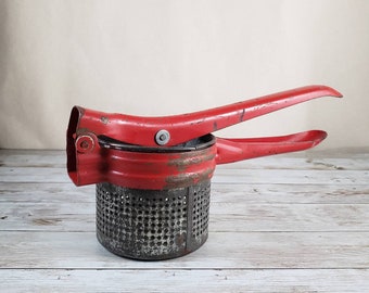 Potato Ricer | Fruit Juice Press | Masher | Rustic Vintage Kitchen Decor | Cottagecore Displays