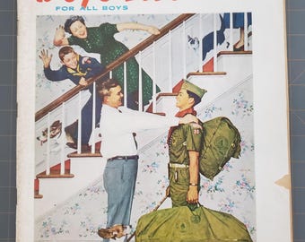 Boys Life Magazine Febrero 1961 Fortalecer América Vintage Boy Scouts of America BSA Ephemera Norman Rockwell Portada