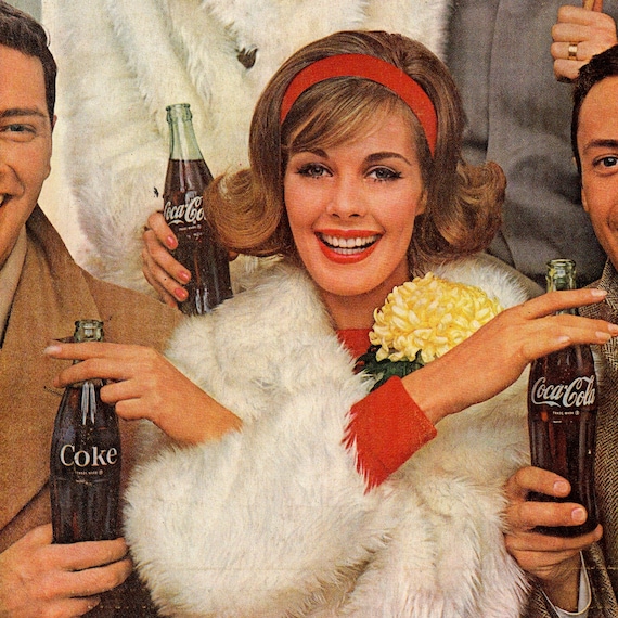 1963 Crowd Cheers Coke Nears VINTAGE PRINT AD Coca Cola