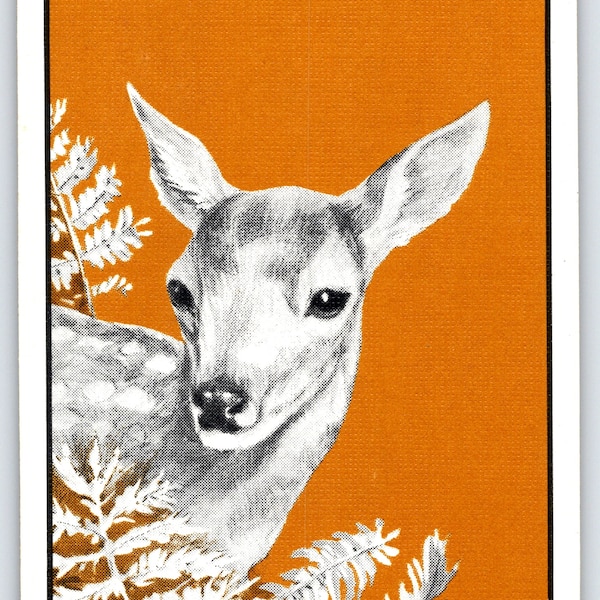 Fawn Baby Deer Sketch Vintage Playing Card Single Collectible Swap Card Joker Ace Jack Queen King Numbers Junk Journal Art Card Cute Animals