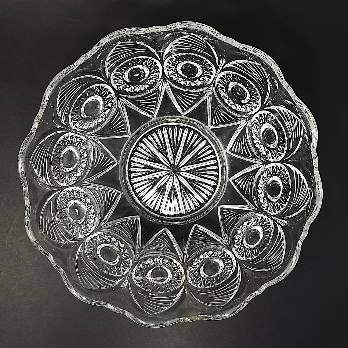 EAPG Bullseye and Fan 83/4 Glass Bowl Antique US Glass Etsy