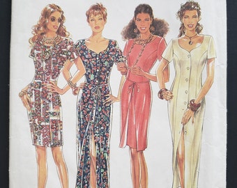 Misses Slim Form Fitting Dress with Variations New Look 6196 Sewing Pattern 1990s Size 8 to 18 UNCUT