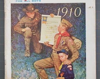 Boys Life Magazine Febrero de 1960 50 Aniversario de Scouting Vintage Boy Scouts of America BSA Ephemera Norman Rockwell Portada
