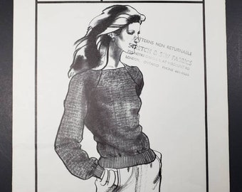 Magic Neckline Sweater Vintage Naaipatroon MASTER 1981 Stretch & Sew 609 Buste Maat 28 tot 44 voor Gebreide Stoffen door Ann Person Raglan Mouwen