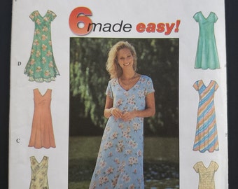 Misses Miss Petite Pullover Flared Dress Sewing Pattern Simplicity 7964 6 in 1 Size 12 14 16 UNCUT